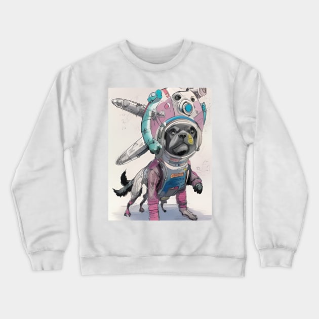 Space dog in a suit Crewneck Sweatshirt by GrafDot